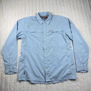 Simms Fishing Shirt Men's L Blue Long Sleeve Vented Lightweight Outdoor Sports